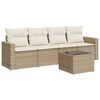 vidaXL 5-dijelni vrtni set sofa s jastucima bež od poliratana