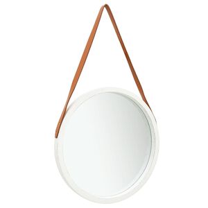 vidaXL Zidno ogledalo s trakom 50 cm bijelo