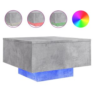 vidaXL Stolić za kavu s LED svjetlima sivi boja betona 55 x 55 x 31 cm
