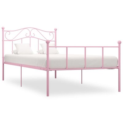 vidaXL Okvir za krevet ružičasti metalni 90 x 200 cm