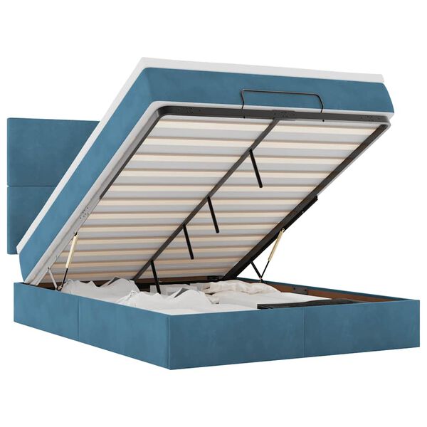 vidaXL Otomanski krevet s madracima tamnoplavi 140x190 cm bar&scaron;unasti