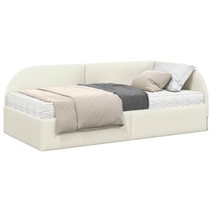 vidaXL Kutni krevetni okvir s madracem 2 kom. Krema 80 x 200 cm Bar&scaron;un