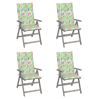 vidaXL Nagibne vrtne stolice s jastucima 4 kom masivno bagremovo drvo