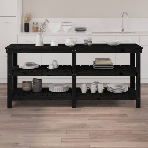 vidaXL Radni stol crni 181 x 50 x 80 cm od masivne borovine