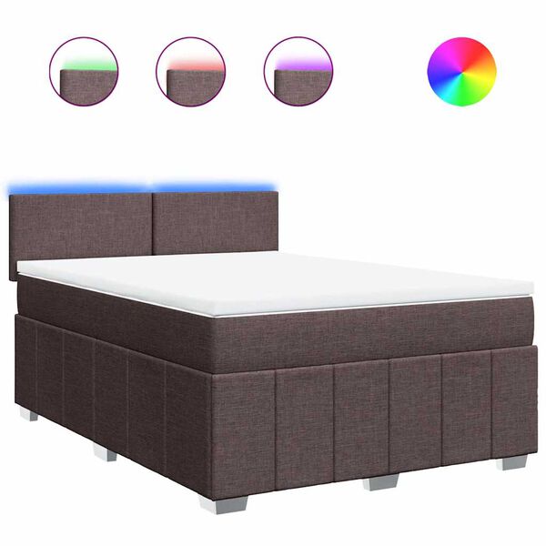 vidaXL Krevet s oprugama i madracem tamnosmeđi 140 x 190 cm od tkanine