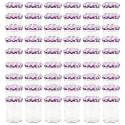 vidaXL Staklenke za džem s bijelo-ljubičastim poklopcima 48 kom 400 ml