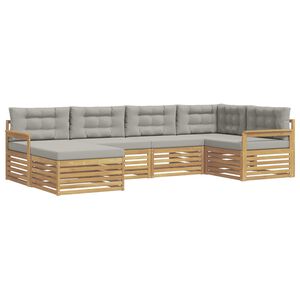 vidaXL Set vanjskih sofa 6 pcs Bijela i svjetlosiva Poliester