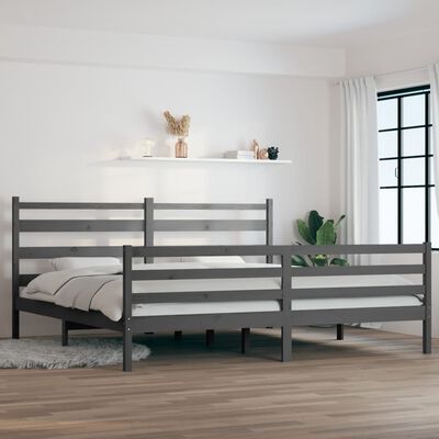 vidaXL Okvir za krevet od masivne borovine 200 x 200 cm sivi