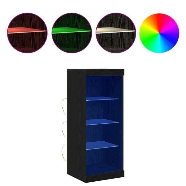 vidaXL LED komoda Crni hrast 41 x 37 x 100 cm Konstruirano drvo