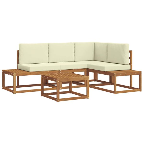vidaXL Set vanjskih sofa s jastukom 5 Komad Prirodna i krem