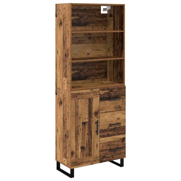 vidaXL Highboard Staro drvo 69,5 x 34 x 180 cm Konstruirano drvo
