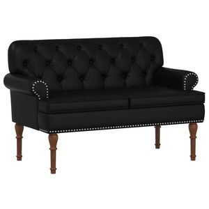 vidaXL Ljubavni kauč s gumbima Crna 120 x 65 x 77 cm Umjetna koža