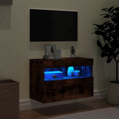 vidaXL Zidni TV ormarić s LED svjetlima boja hrasta 60x30x40 cm