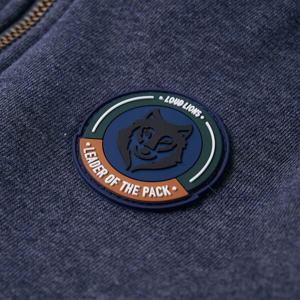 Dječja majica s kapuljačom i patentom tamnoplava prošarana 104