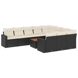 vidaXL 11-dijelni set vrtnih sofa od poliratana s jastucima crni