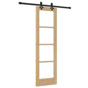 vidaXL Klizna vrata Prirodna 61 x 198,5 cm Masivna borovina i staklo