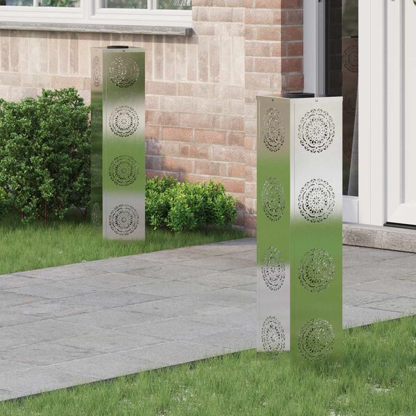 vidaXL Solarna LED svjetlost za stazu 2 pcs Srebrno Nehrđajući čelik