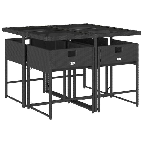 vidaXL 5-dijelni vrtni blagovaonski set s jastucima od poliratana crni