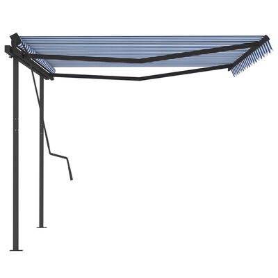 vidaXL Automatska tenda sa stupovima 4,5 x 3,5 m plavo-bijela
