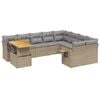 vidaXL 10-dijelni set vrtnih sofa s jastucima bež od poliratana