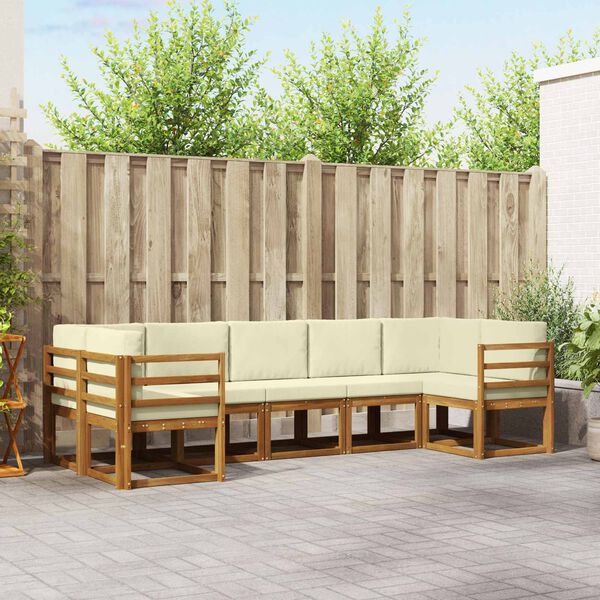 vidaXL Set vanjskih sofa s jastukom 7 pcs Prirodna i krem