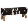 vidaXL klupa 110 x 30 x 45 cm Prava koža Crna i bijela