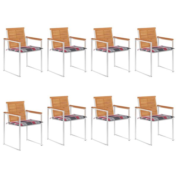 vidaXL Vrtne stolice s jastucima 8 kom od masivnog drva bagrema