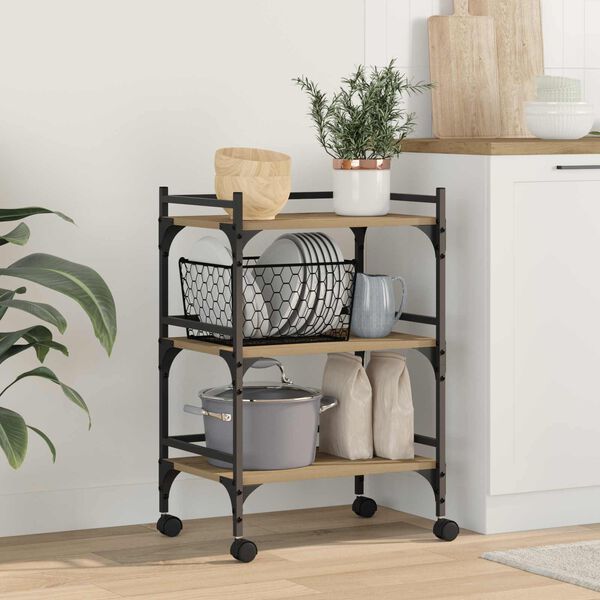 vidaXL Kuhinjski kolica Umjetnički hrast 50 x 35 x 75.5 cm