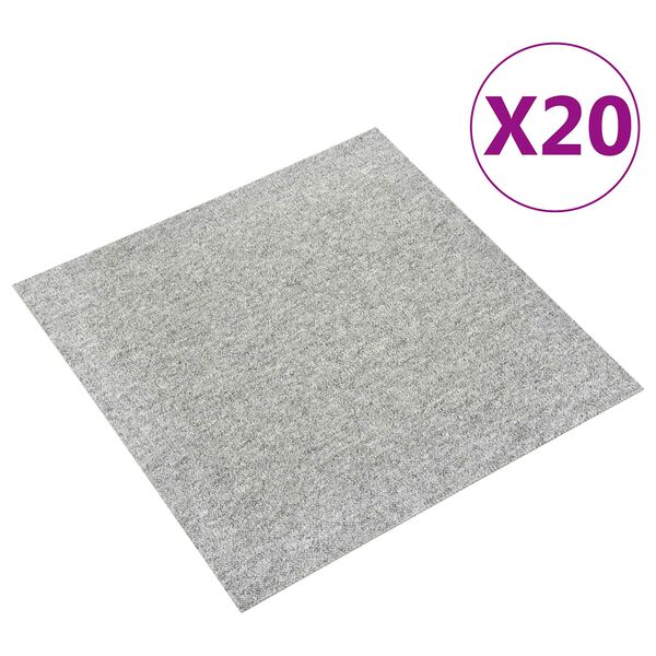 vidaXL Tepih 20 pcs Svijetlo siva 50 x 50 cm 100% Polipropilen