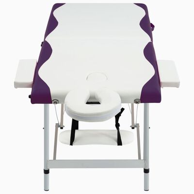 vidaXL Sklopivi masažni stol s 2 zone aluminijski bijelo-ljubičasti