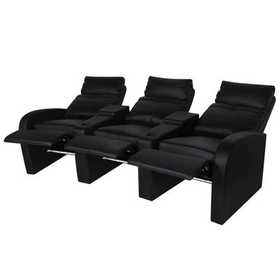 vidaXL Dvodijelni set LED fotelja 2+3 sjedala od umjetne kože crni