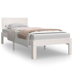 vidaXL Okvir za krevet od masivnog drva bijeli 75 x 190 cm mali