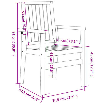 vidaXL Složive vrtne stolice 4 kom 56,5x57,5x91 cm od masivne tikovine