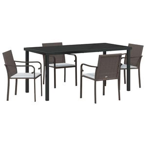vidaXL Vrtni set za objed 5 pcs Smeđa i crna PE ratan