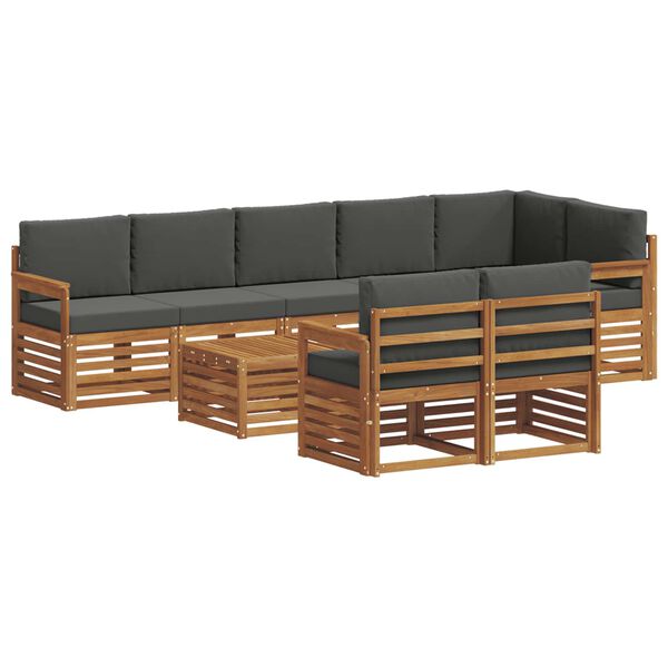 vidaXL Setovi sofa 9 pcs Prirodna i antracit Čvrsto drvo akacije