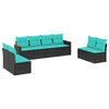 vidaXL Vrtni set od 8 dijelova s jastucima, crni poliratan