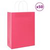 vidaXL Papirnate vrećice 50 kom s ručkama ružičaste 26x12x35 cm