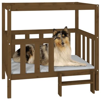 vidaXL Krevet za pse Smeđa meda 105,5x83,5x100 cm od masivne borovine