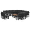 vidaXL Set vanjskih sofa 14 pcs Crna i tamno siva Poliester