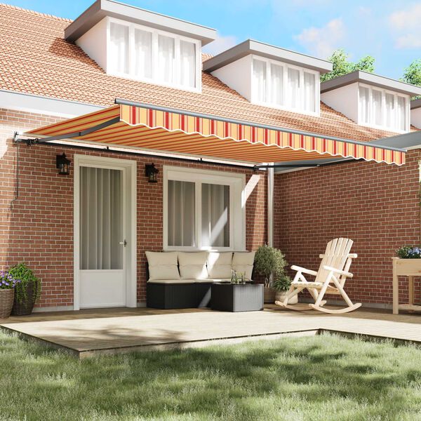 vidaXL Skrovita tenda Žuta i narančasta 450 &times; 350 cm Poliester i čelik