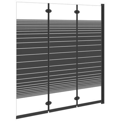 vidaXL Sklopiva pregrada za tuš 3 panela 130 x 130 cm ESG crna