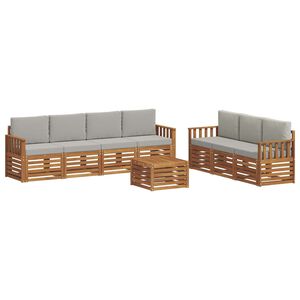 vidaXL Setovi sofa 8 pcs Prirodna i svijetlo siva Čvrsto drvo akacije
