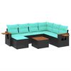 vidaXL 8-dijelni set vrtnih sofa od poliratana s jastucima crni
