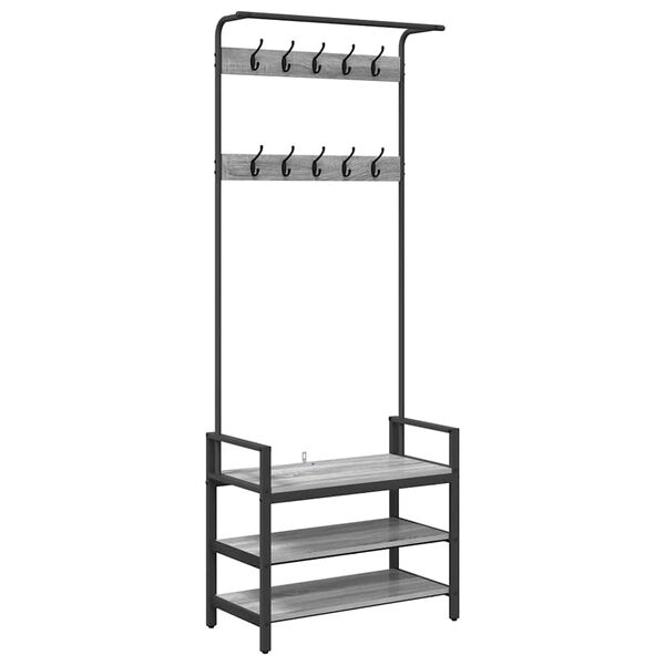 vidaXL Vje&scaron;alica za kapute s policom Siva Sonoma 75 x 34 x 184 cm