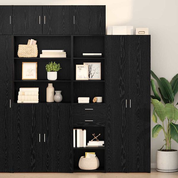 vidaXL Highboard Crni hrast 45 x 42,5 x 185 cm Konstruirano drvo