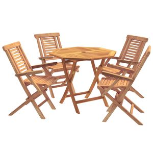 vidaXL 5-dijelni sklopivi vrtni bistro set Prirodna Čvrsto teak drvo