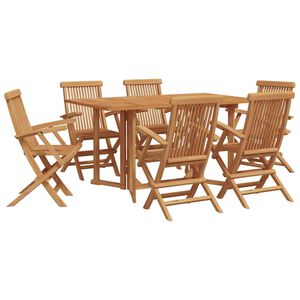 vidaXL Vrtni set za objed 7 kom. Smeđa Čvrsto teak drvo