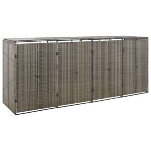 vidaXL Spremi&scaron;te za 4 kante za smeće sivo 274 x 80 x 117 cm poliratan