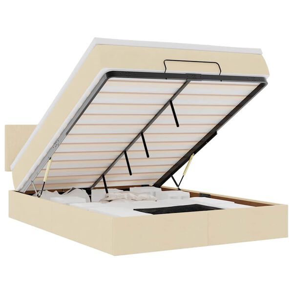 vidaXL Otomanski krevet s madracem i LED krem 140x190 cm tkanine