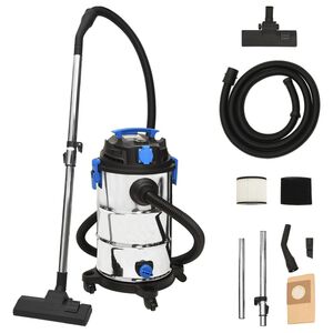 vidaXL Usisivač za mokro i suho či&scaron;ćenje 1200 W 30 L srebrni